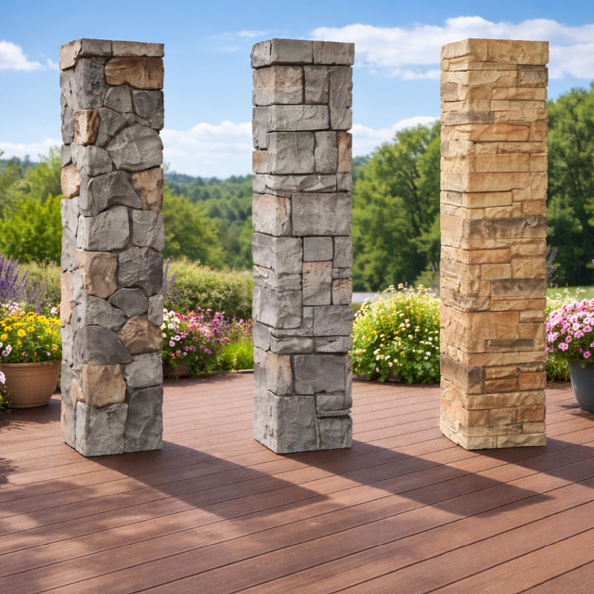 Stone Post Covers for High-End Deck Finish